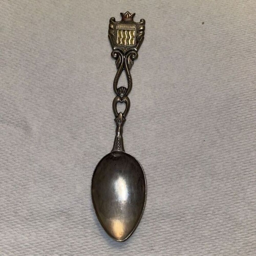 SILVER PLATED TEA SPOON LA PINEDA TOWN PROVINCE TARRAGONA CATALONIA SPAIN 4.5"